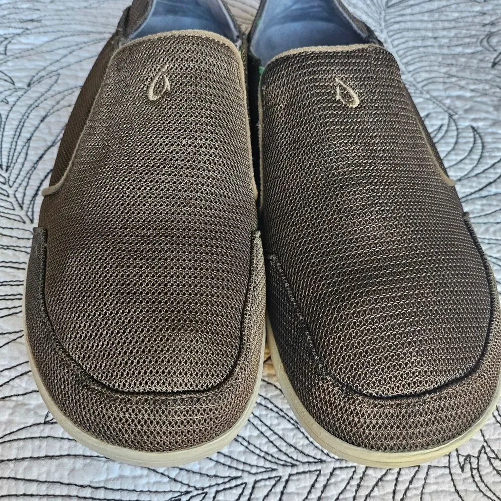 EUC Olukai Nohea Mesh Mustang Brown Slip on Men 9.5